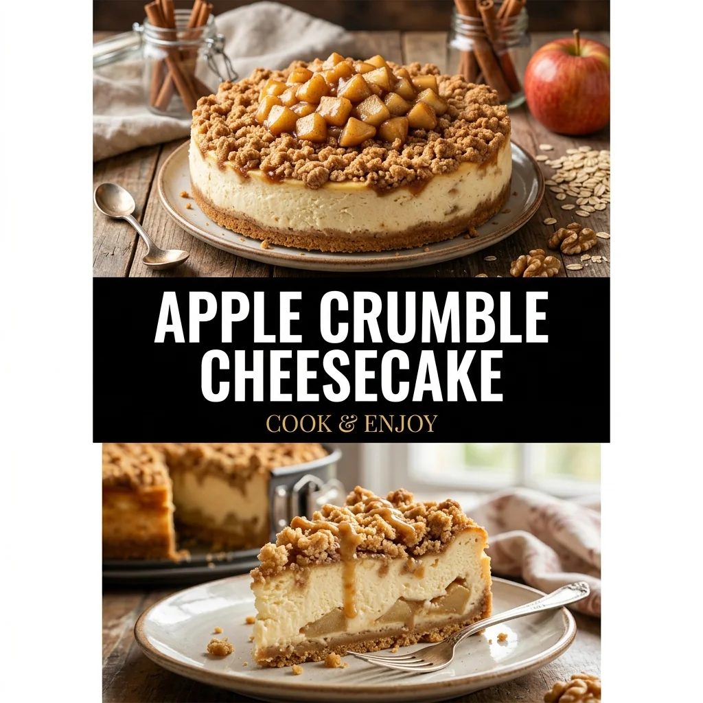 Apple Crumble Cheesecake recipe poster