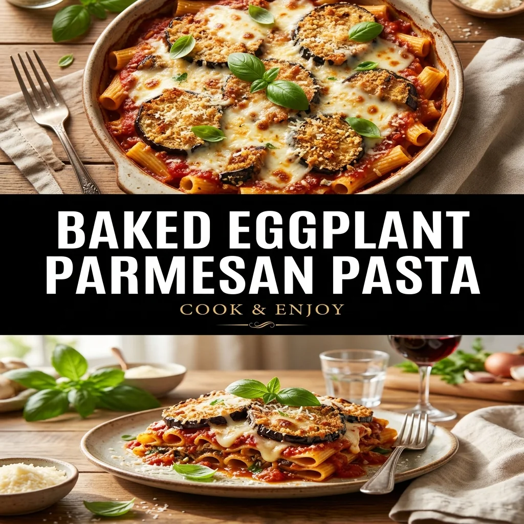 Baked Eggplant Parmesan Pasta recipe poster