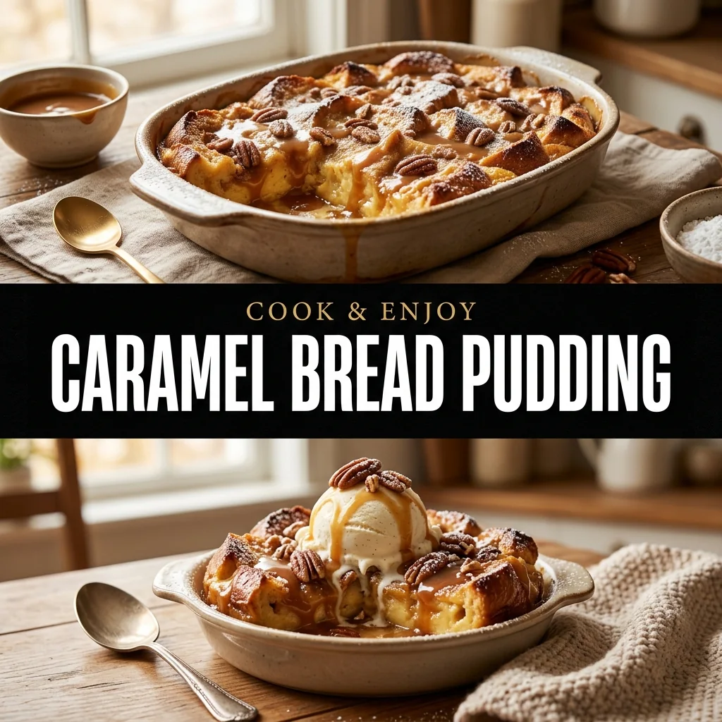 Caramel Bread Pudding recipe poster