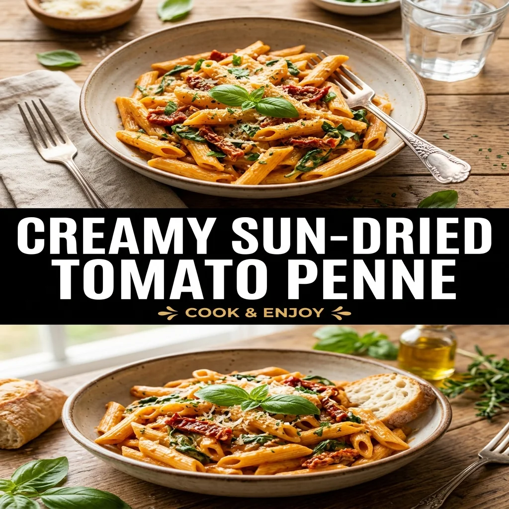 Creamy Sun-Dried Tomato Penne recipe poster