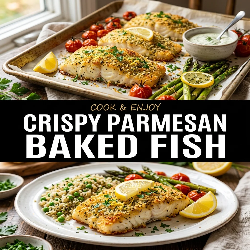 Crispy Parmesan Baked Fish recipe poster