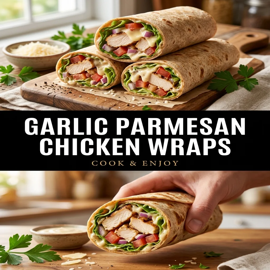 Garlic Parmesan Chicken Wraps recipe poster