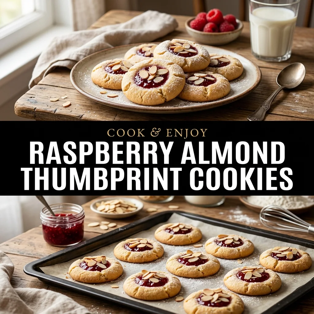 Raspberry Almond Thumbprint Cookies recipe poster