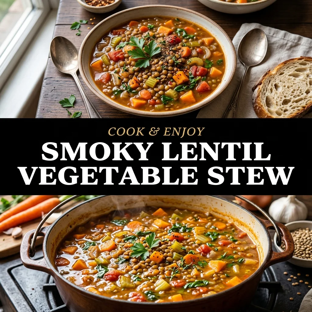 Smoky Lentil Vegetable Stew recipe poster