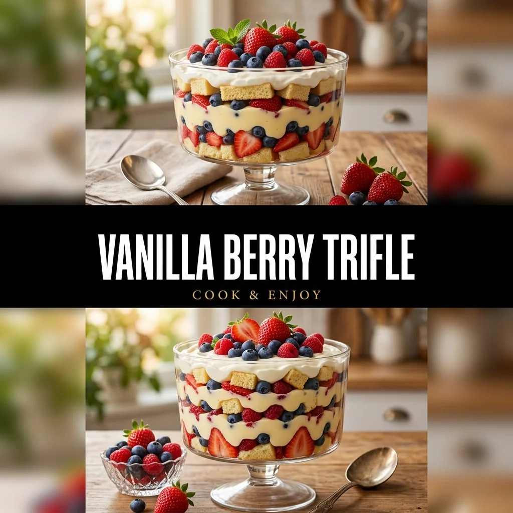 Vanilla Berry Trifle recipe poster